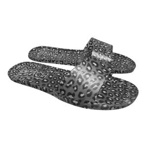 Like New Beach By Matisse Plastic Transparent Leopard Print Slides Sandals